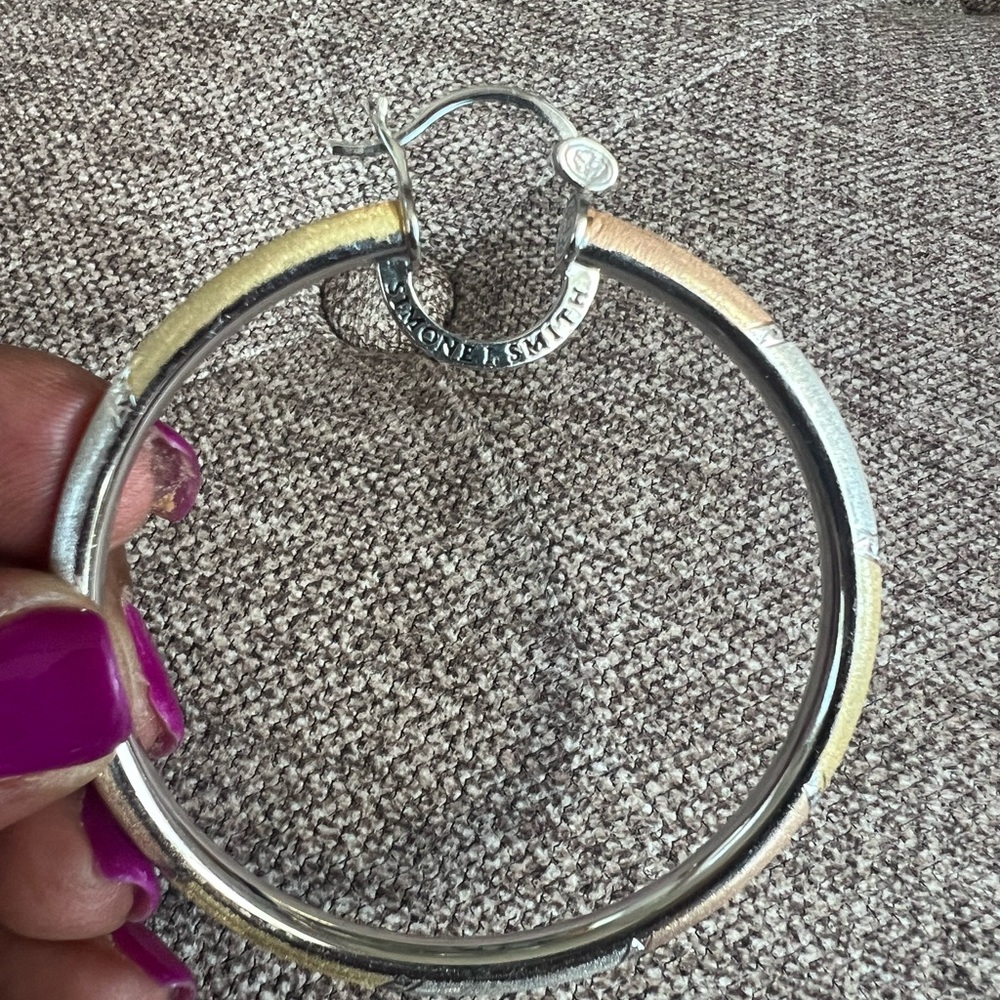 Two-Tone Silver and Gold Bangle Earrings
